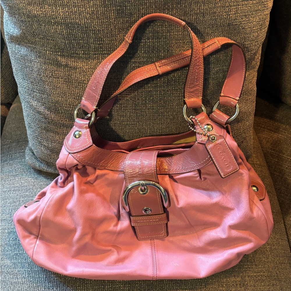 Coach SoHo Leather Buckle Bag F15075 Pink, Silver Hardware, Excellent Conditon